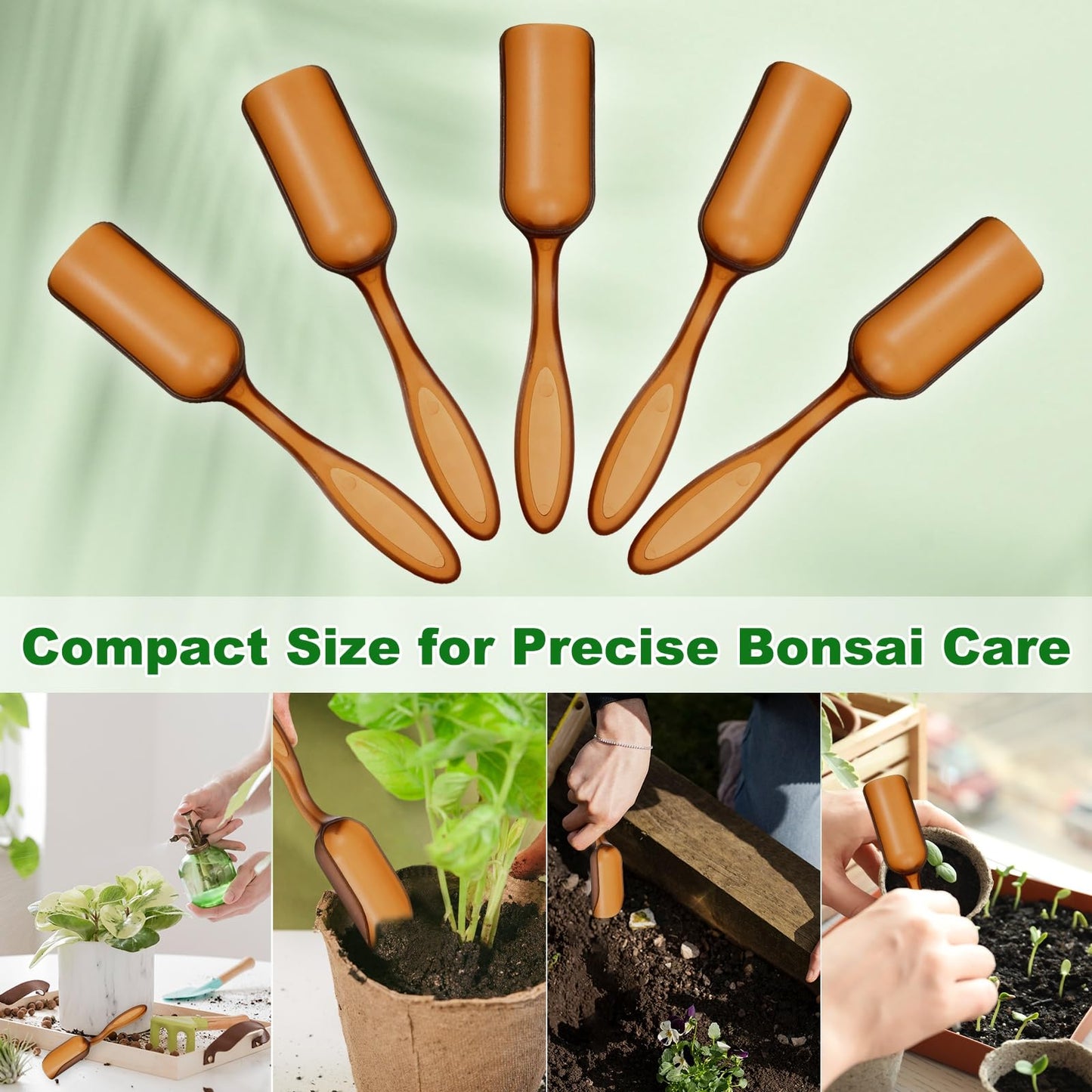M METERXITY 20-Pack Mini Gardening Shovel Spoons, Plastic Garden Soil Scoops for Cultivation Digging Transplanting/Flower Planting/Plant Succulent, Colorful Small Gardening Tools [Brown]