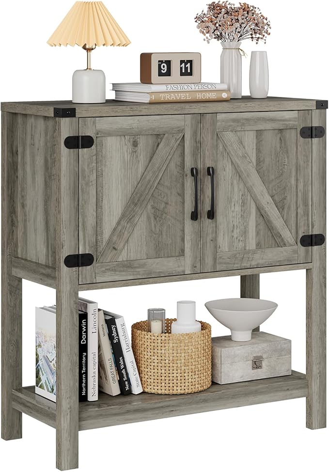 Mufico Console Table with 2-Door Cabinet Coffee Bar Cabinet Sofa Table