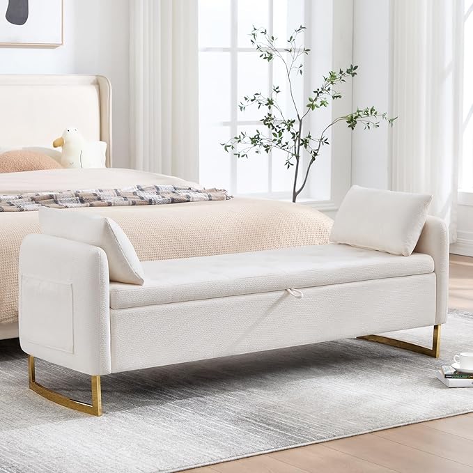 65" Storage Ottoman Bench, Storage Bench
