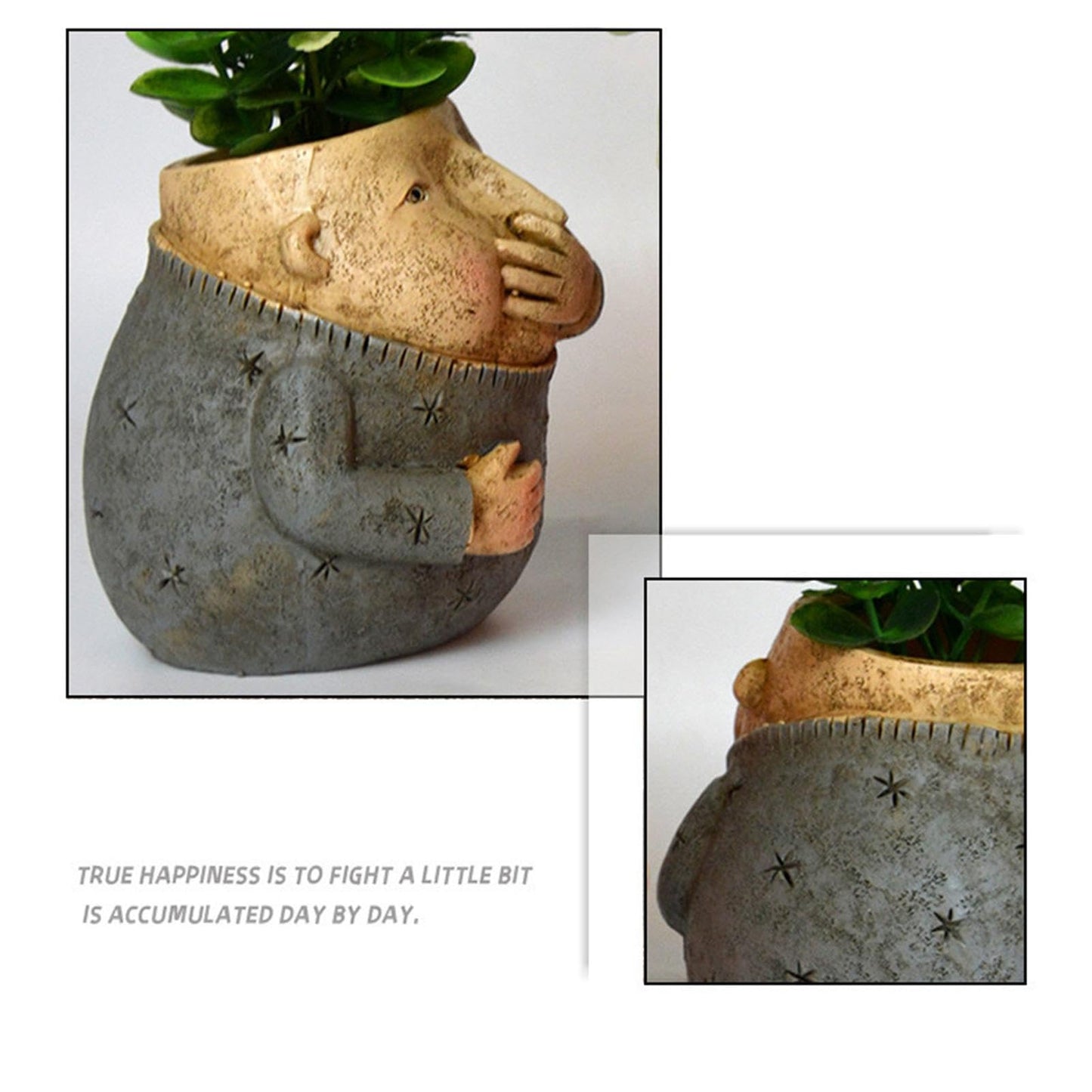 Big Heads Planter - Girl Face Planter, Cute Face Heads Planter Resin Cactus Holder Planter | Girl Planter Heads Pot, Indoor Unique Face Flower Planter Boys Girls
