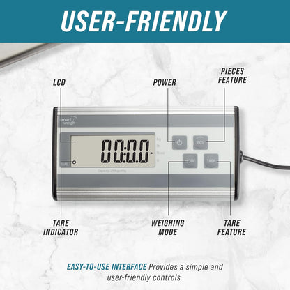 Smart Weigh 440lbs x 6 oz. Digital Heavy Duty Shipping and Postal Scale, with Durable Stainless Steel Large Platform, UPS USPS Post Office Postal Scale and Luggage Scale