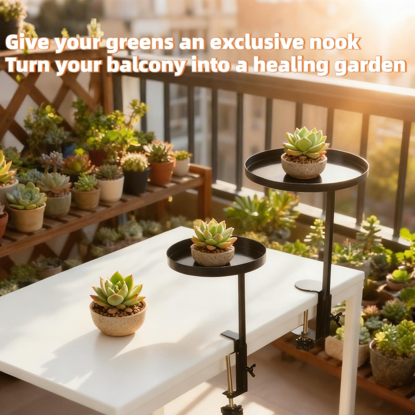 BEIBEINOYA 2Pack 8.3inch Adjustable Window Plant Shelves - Metal Clamp-on Windowsill Extension Tray, Floating Planter Stand for Indoor Plants Home Decor (white)