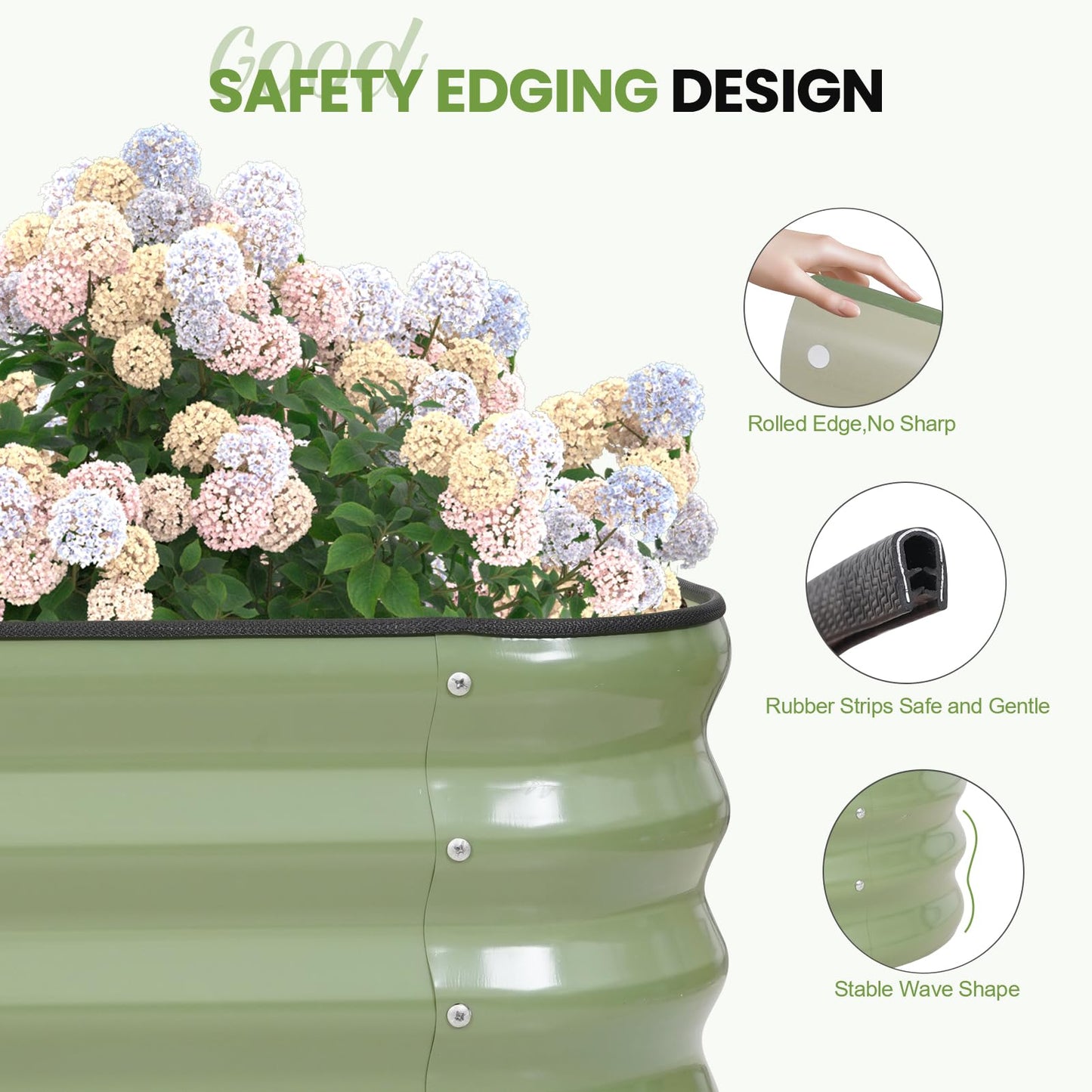 5-in-1 Adjustable Raised Garden Bed Kit | Galvanized Planter Boxes for Vegetables, Flowers | 12" Tall, Multiple Sizes (8x3x1ft, 9x2x1ft, 10x1x1ft, 6x5x1ft, 7x4x1ft) | Outdoor Metal Raised Bed, Green