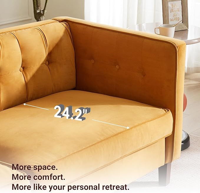 Dreamsir 78'' W Velvet Sofa, Mid-Century Love Seats Sofa Furniture