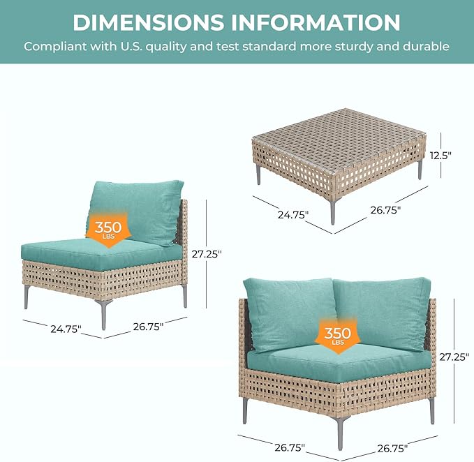 Grand patio 3-Piece Wicker Patio Furniture Set, Boho Outdoor Conversation Set