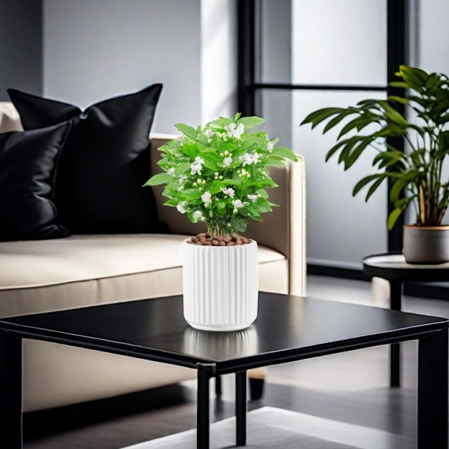 Flowers and Succulent Plant Pots, Ceramic flower Pots and Drainage Hole, Bonsai Planter Large Flower Pots for Indoor Outdoor Use for Home Office Garden Decoration,Plants not included (White)