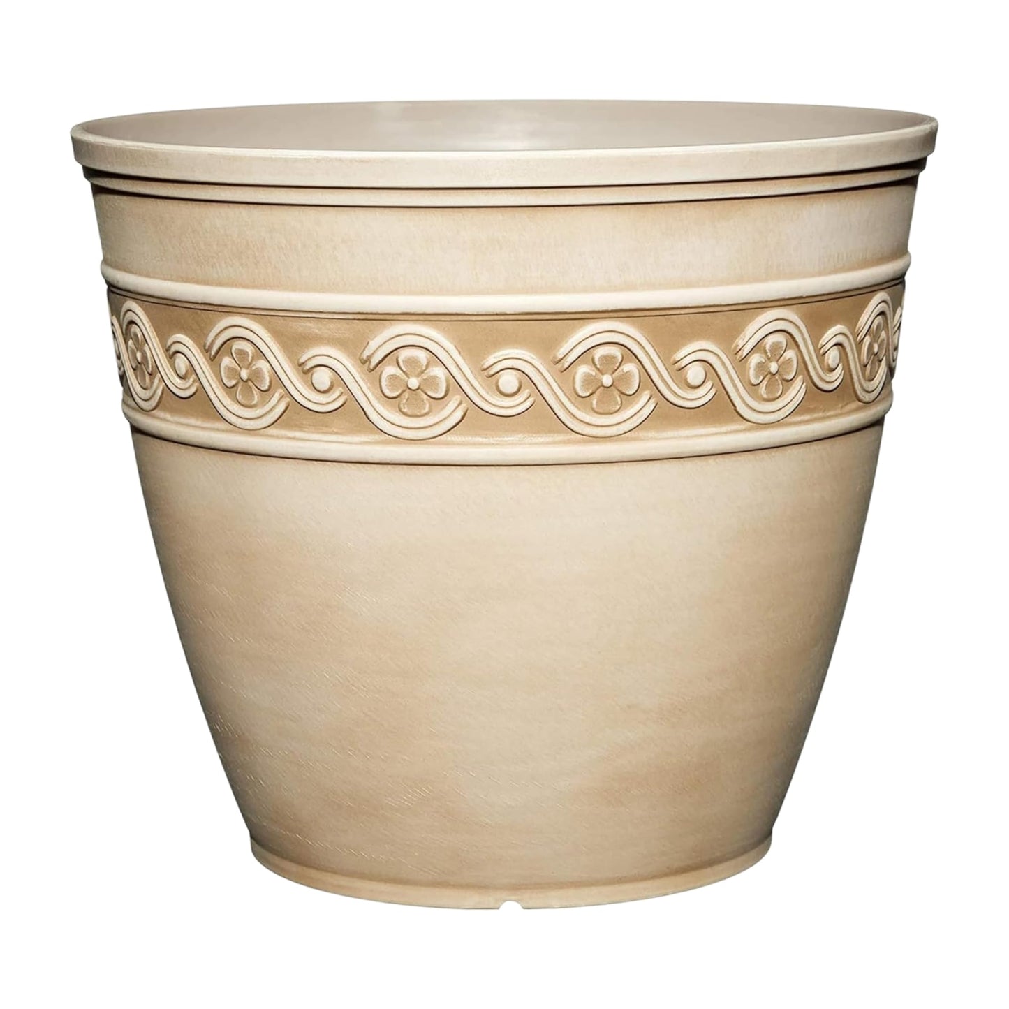 Classic Home and Garden Corinthian Resin Flower Pot Planter, Desert Tan, 8"