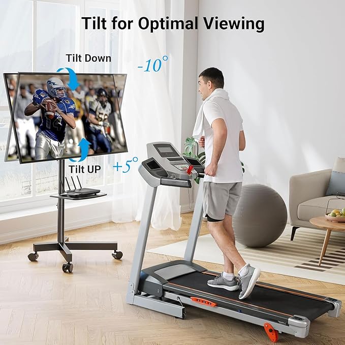PERLESMITH Rolling TV Stand, Mobile TV Stand