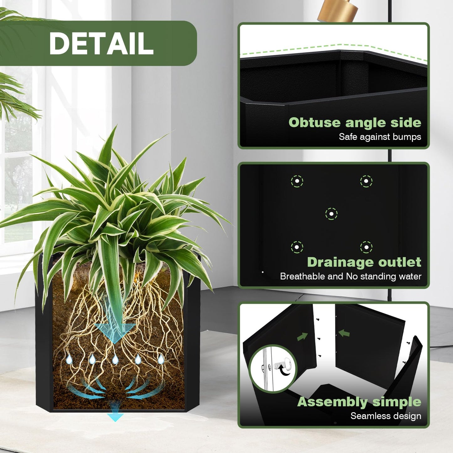 Metal Planter Box-26 L X26 W X26 H-Steel Planters for Outdoor Plants, Large Square Planter Box, Heavy Duty Black Metal Planter Pot for Patio, Deck, Garden, Yard, Drainage Holes, Easy Assembly