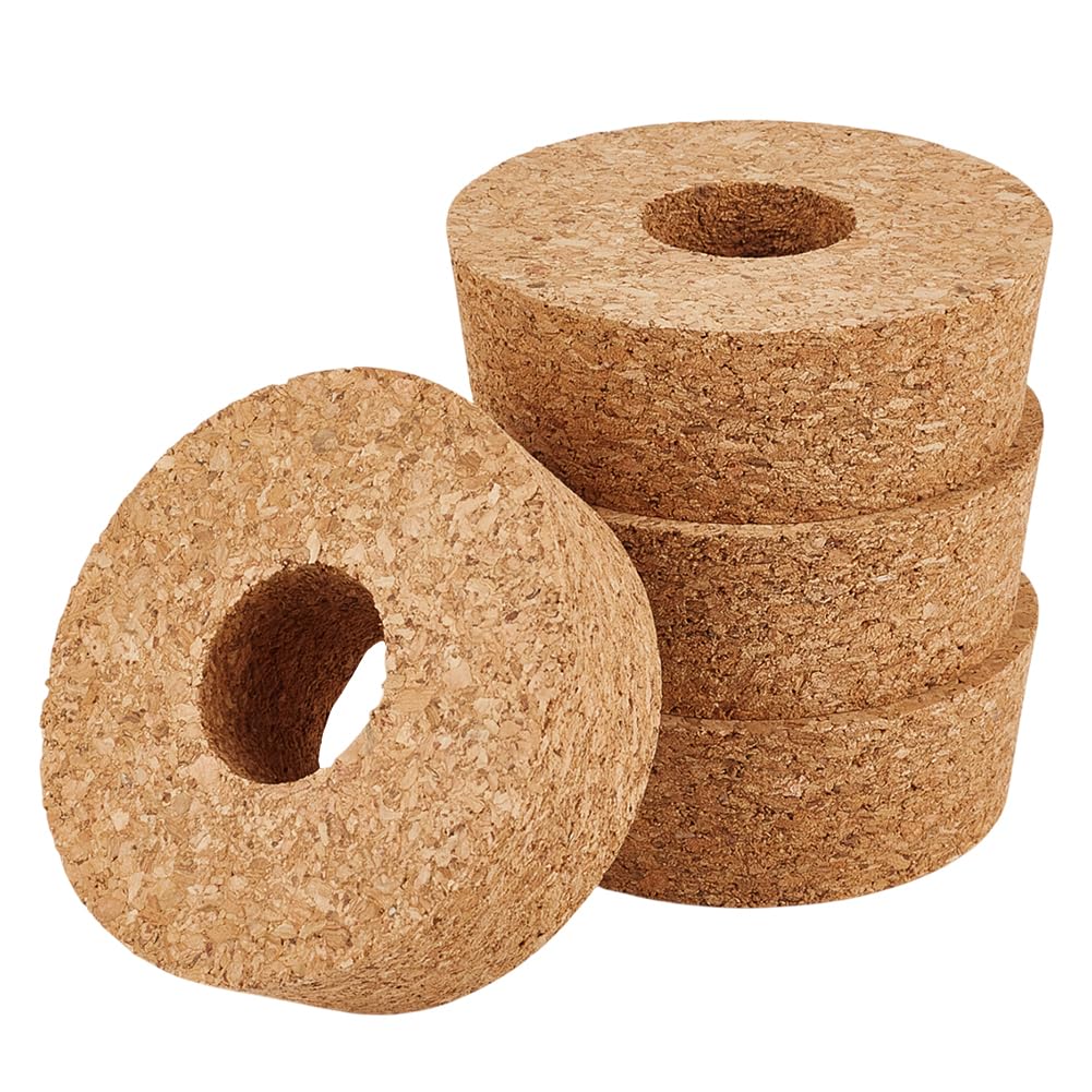 OLYCRAFT 4 Pack Cork Lids for Glass Planters 3.1~3.4 Inch Hydroponic Lids 1.2 Inch Thick Terrarium Cork Covers with 1.2 Inch Hole Natural Cork Stoppers for Hydroponic Plant Propagation Growing Vases