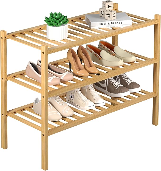 ROMGUAR CRAFT 3 Tier Bamboo Shoe Rack