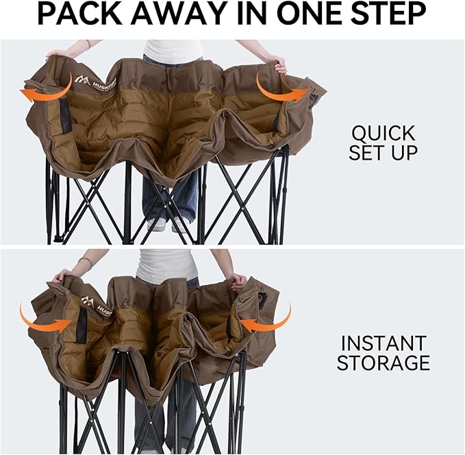 Huskfirm 3 Person Camping Chairs Folding Double Camping Chair Portable