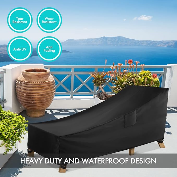 WLEAFJ Patio Chaise Lounge Cover Waterproof, Heavy Duty Outdoor Lounge Chair