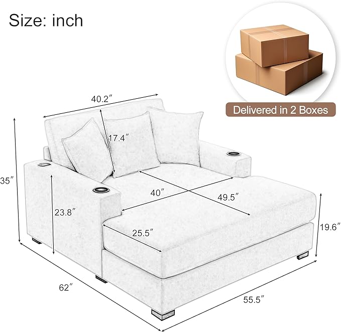 Merax Modern 55" Chaise Lounge