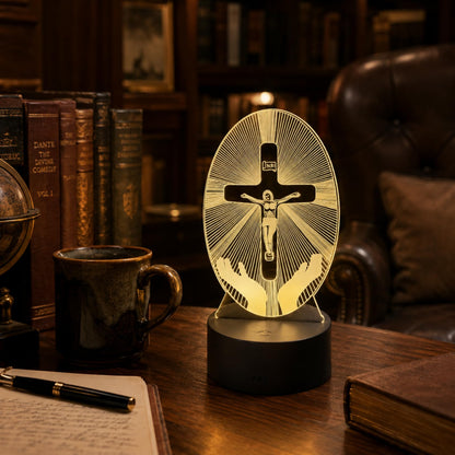 LJYIDAMY 3D Jesus Cross Night Light, Christian LED Illusion Lamp with Remote, USB Powered Religious Cross Lamp for Bedroom Prayer Room Decor, Christmas Christian Gifts for Men Women