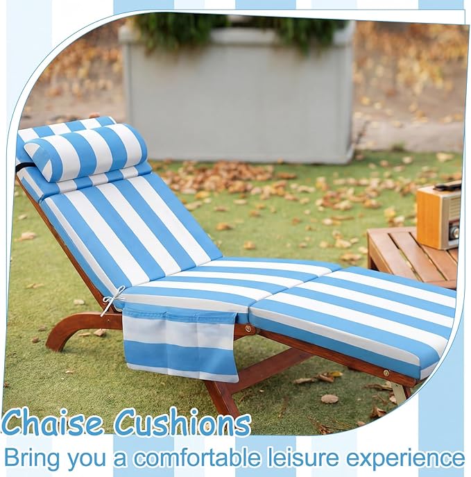 Wenqik 2 Pcs Outdoor Chaise Lounge Cushion