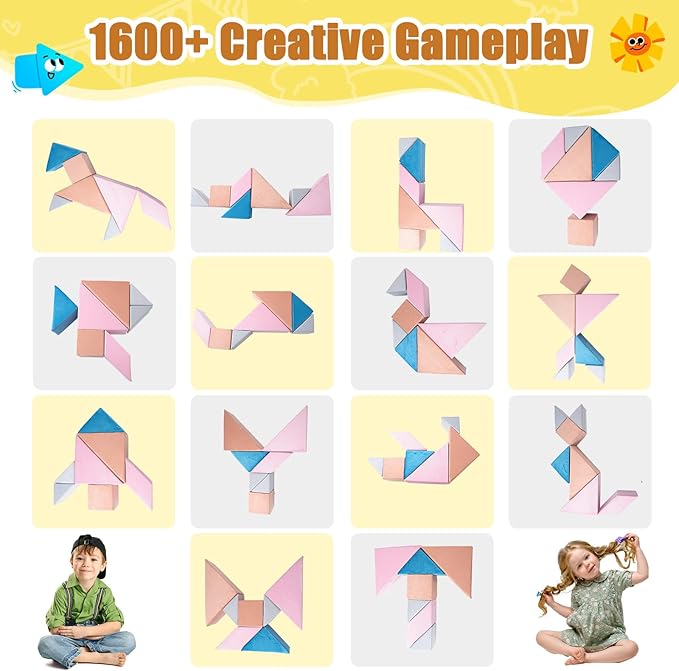 Tangram Puzzles Modular Kids Play Couch Building Fort, Children Explorer Sofa