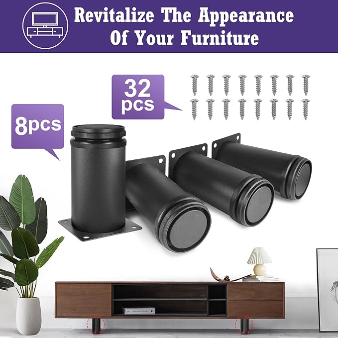 4 Inch Metal Furniture Legs Stainless Steel Adjustable Legs Black Metal Legs
