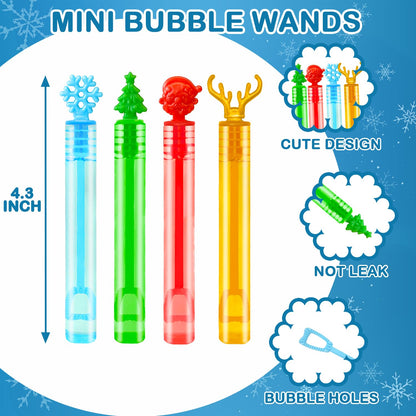 Bulk Christmas Giveaways for Kids 200 Pack,Party Favors Supplies Goody Bags Stocking Stuffers,Mini Bubbles Wand Toys Gifts for Toddlers,School Classroom Daycare Prizes Treats Trinkets for Students