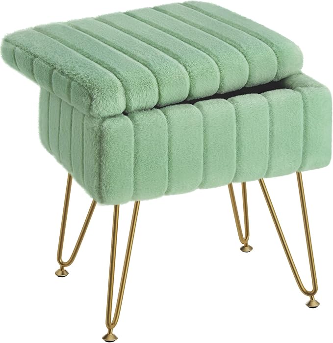 Greenstell Vanity Stool Chair Faux Fur