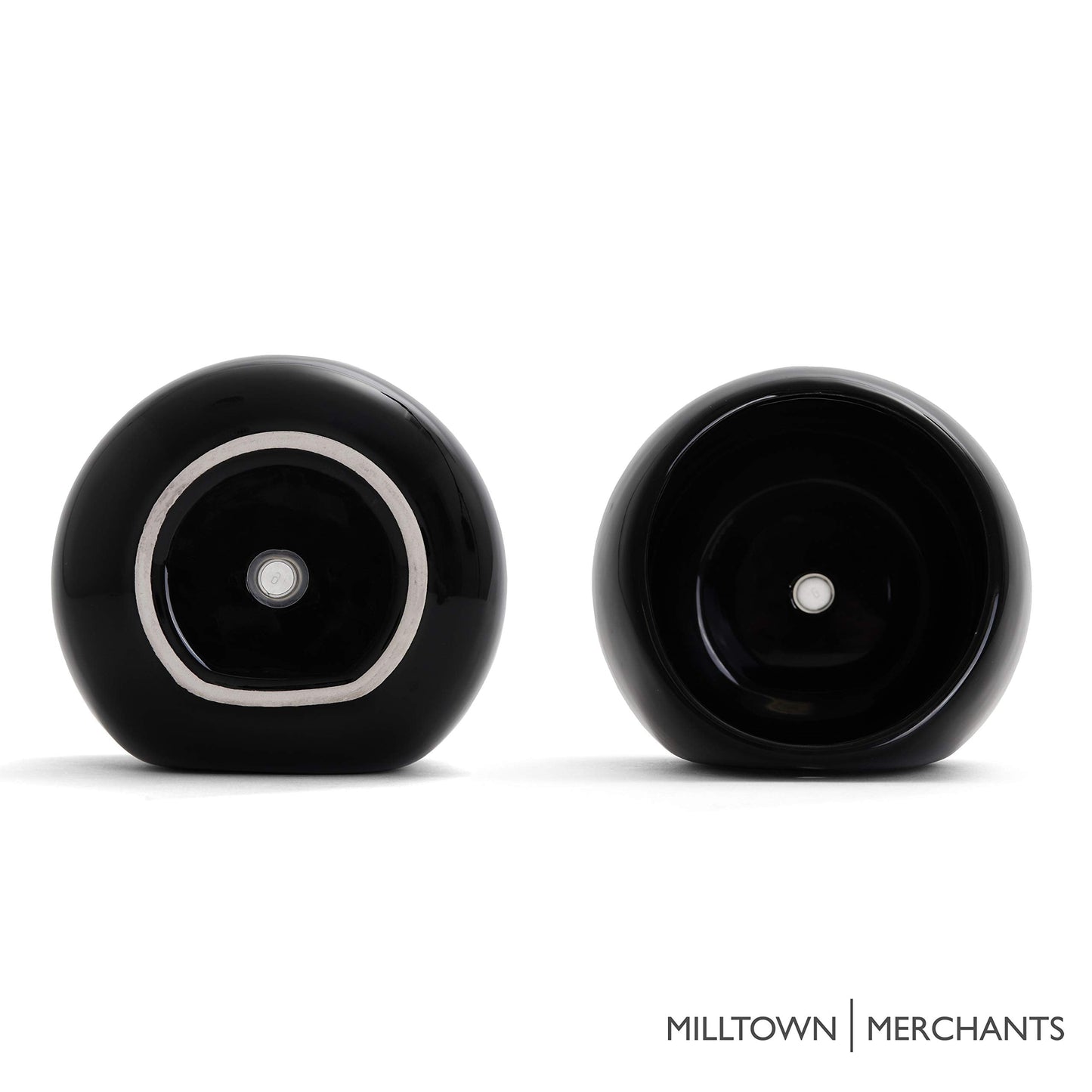 Milltown Merchants Succulent Wall Planters - Wall Vases - White Ceramic Wall Mounted Planters - Succulent Plant Pots - Hanging Vases for Living Wall (2 Pack/Modern/Black)