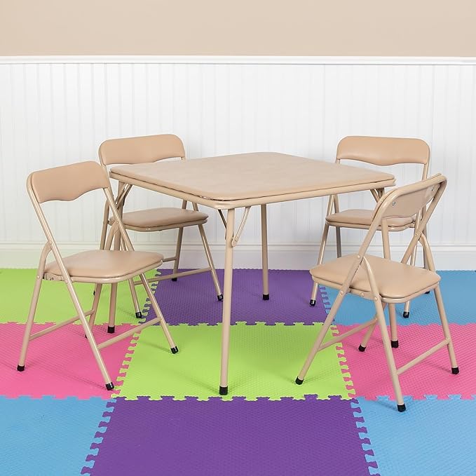 Flash Furniture Mindy Kids 5-Piece Folding Square Table and Chairs Set