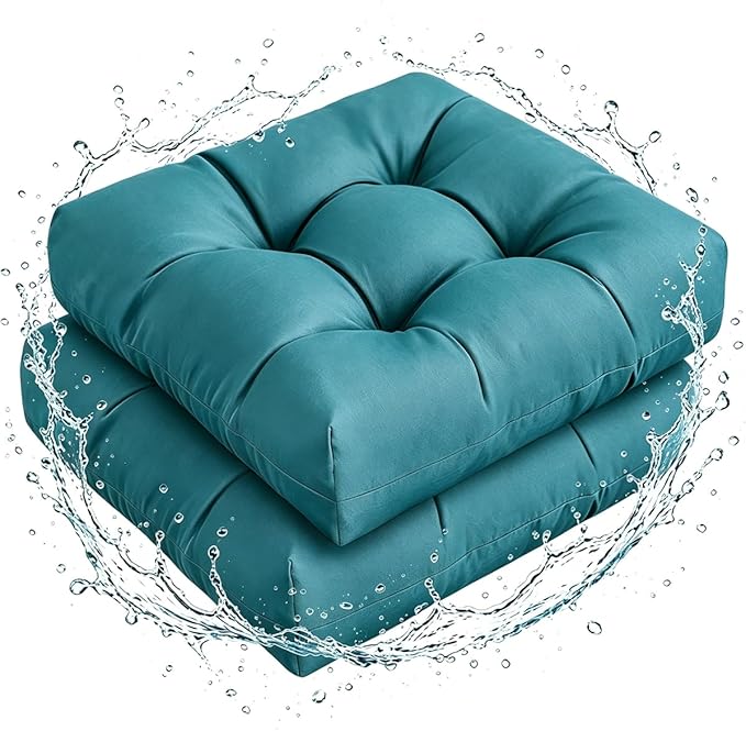 Set of 2 Outdoor Indoor Rocking Chair Cushion Square Wicker Seat Cushion