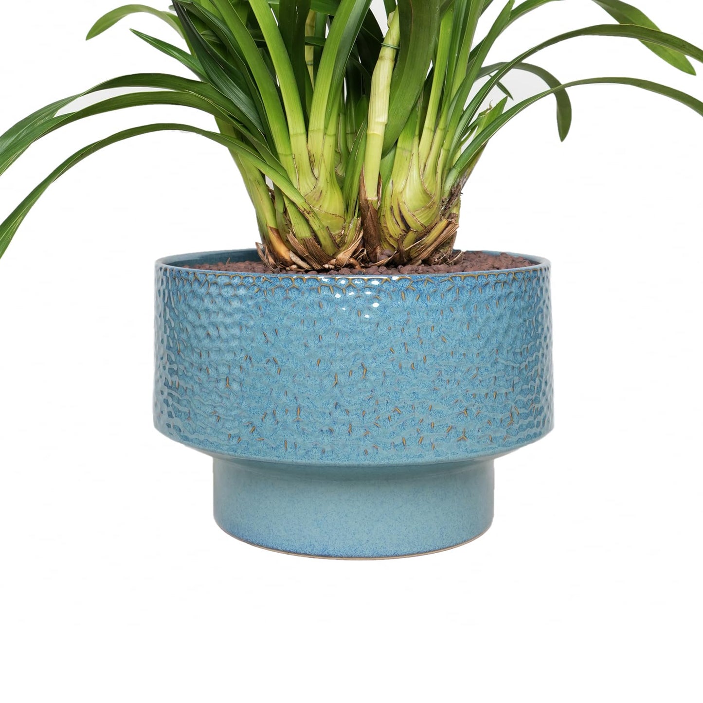 Fzfeiyy Ceramic Planters 11 Inch, Honeycomb Ceramic Pots for Plants Indoor Outdoor, Round Plant Pot with Drainage Hole, Large Planter Flower Pot, Reactive Glaze Blue