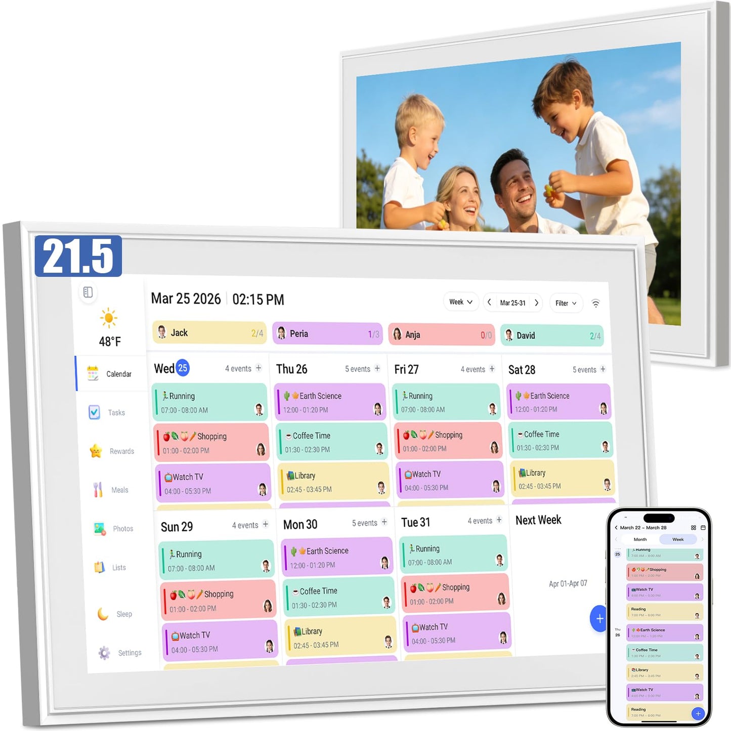 LiviNGPAi 21.5" Digital Calendar & Chore Chart, 1080P Full HD Touchscreen Smart Family Planner with WiFi Sync, Digital Wall Calendar for Home and Office