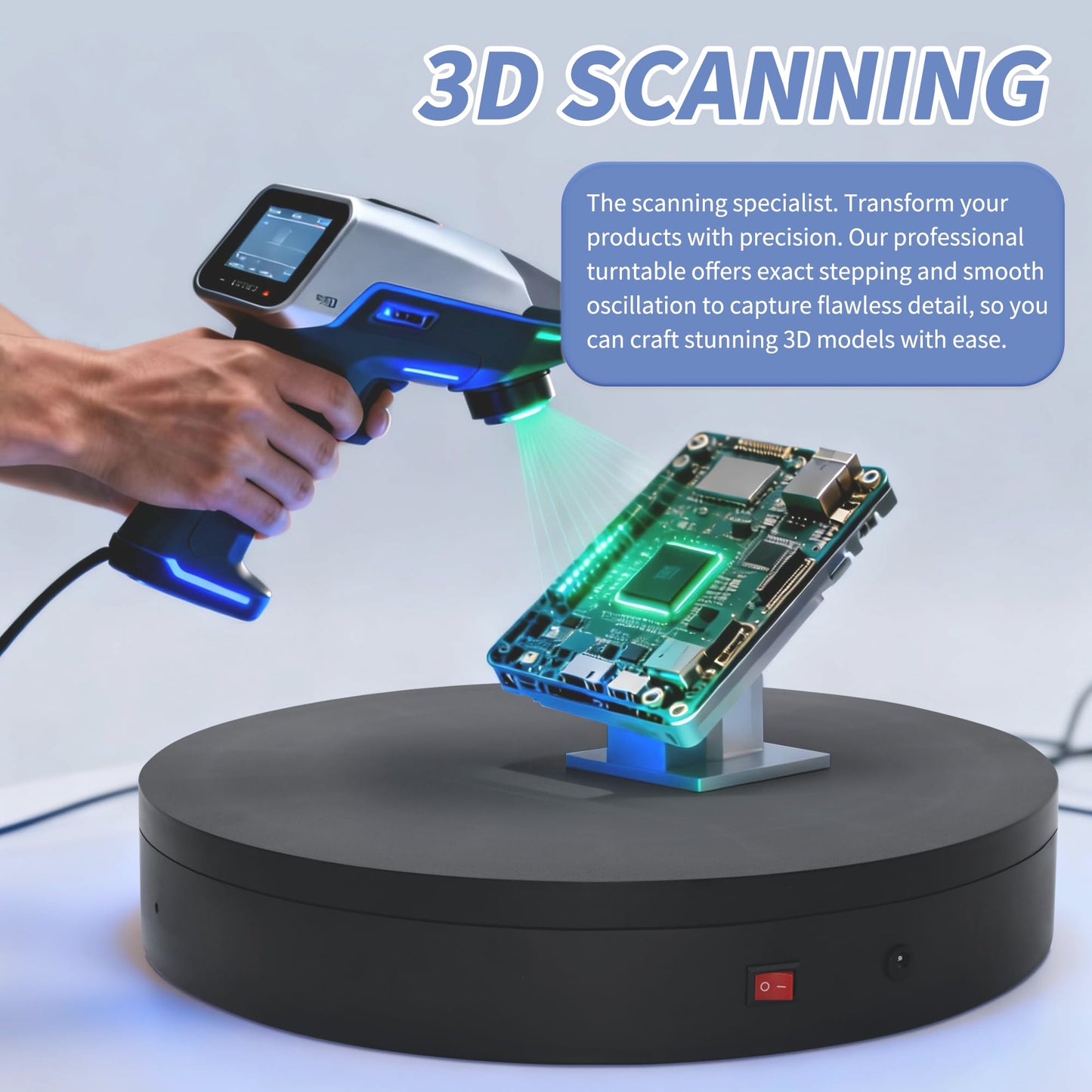 Foxvee Remote-Controlled Motorized Turntable,Electric Rotating Display Stand,Speed-Adjustable Rotating Platform,Multi-Mode 360° Photography Turntable for 3D Scan,Photography,Showcase(15.8inch/Black)