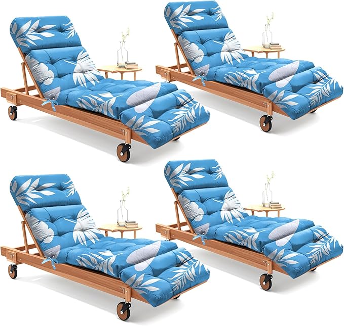 4 Pack Outdoor Chaise Lounge Chair Cushion 75.1 x 22.8 x 4.7 Inches 100%