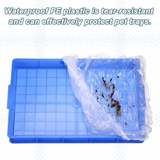 Disposable Bird Cage Liners, Clear Plastic Cage Liners for 12x8 Inch Pallets Tray Universal Elastic Film, (30 Pcs), Intended for Parakeet/Cockatiels/Rabbit/Guinea Pig