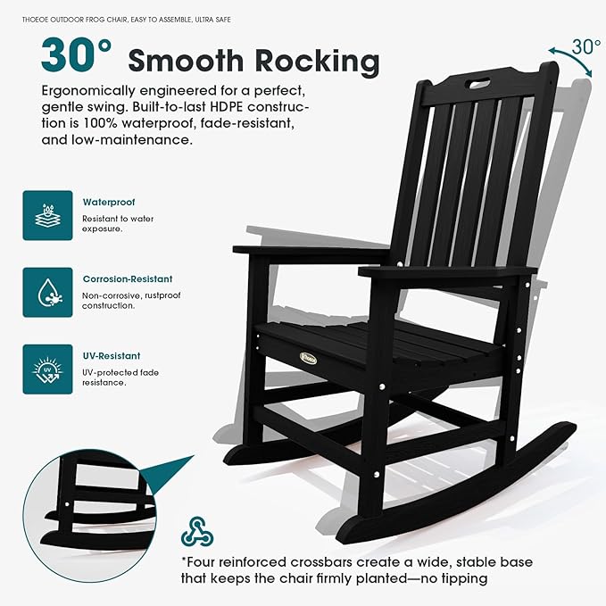 THOEOE Oversized Rocking Chair Set of 4, Outdoor Rocking Chair