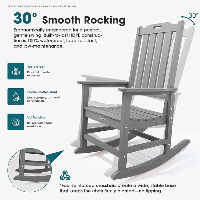 THOEOE Oversized Rocking Chair Set of 4, Outdoor Rocking Chair