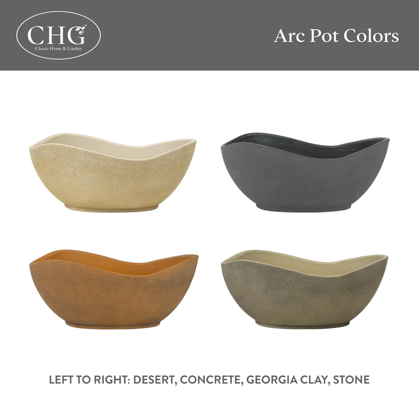 Classic Home and Garden Arc Unique Planter Bowl w/Drain Plug - UV Resistant Shallow Planter - Modern Plant Pot for Herbs (12.5” Georgia Clay)