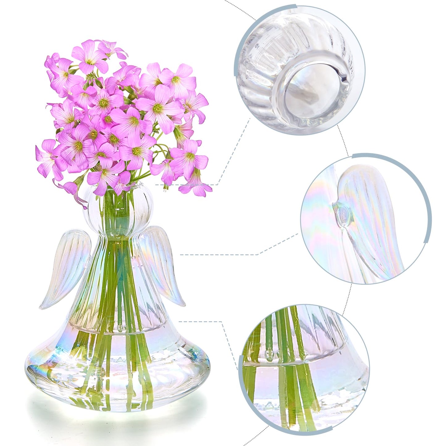 XXXFLOWER Plant Propagation Station,Angel Glass Terrarium Plant Starter Vases for Plant Cuttings Set of 3 Flower Vase for Hydroponics Plants Gifts for Plant Lovers Office Desk Decor