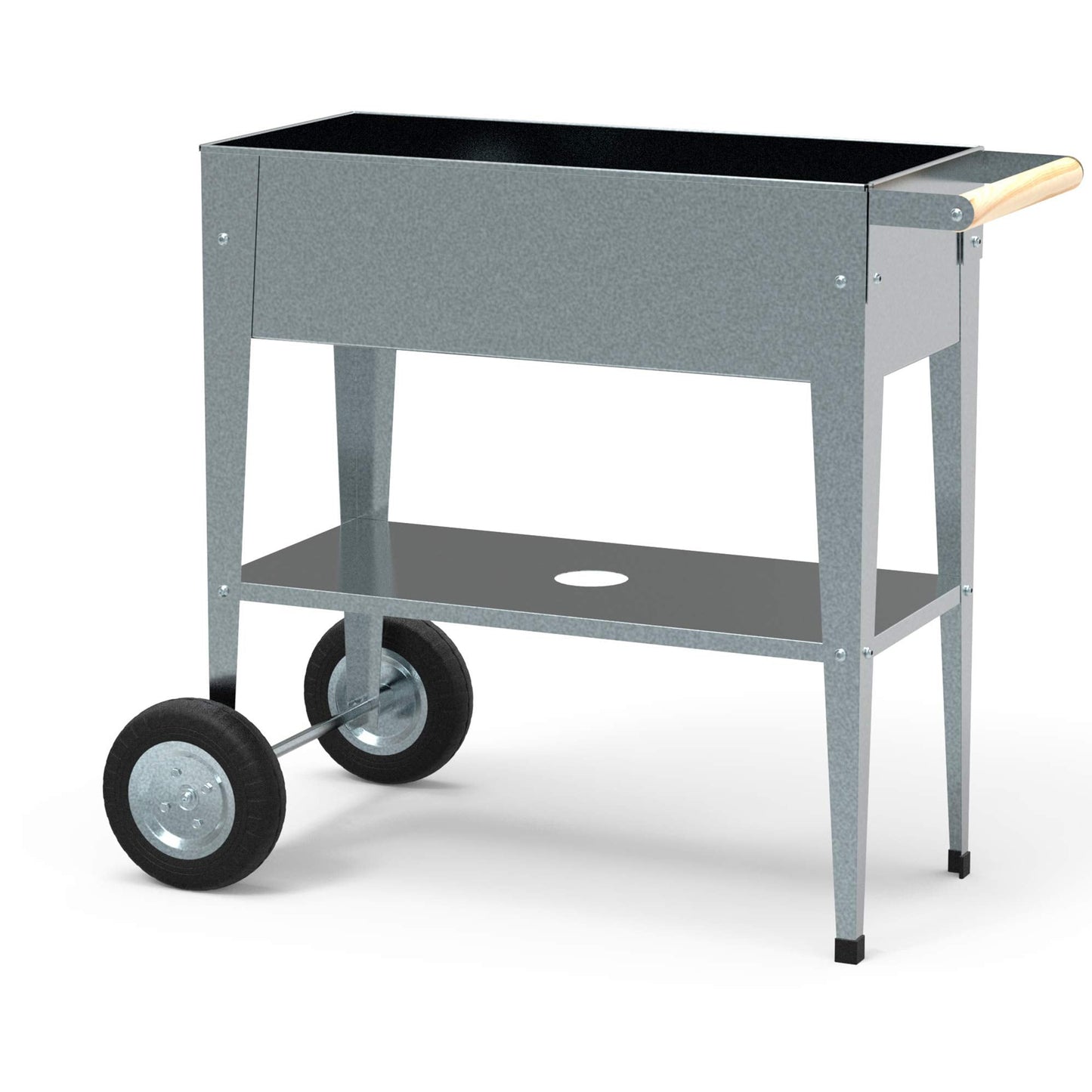 Herstera Raised Garden Bed with Wheels, Galvanized Steel Rectangular Elevated Planter Trolley with Cart Wheel & Drainage Hole, Ideal for Gardens, Indoor or Outdoor Patio/Porch, Silver
