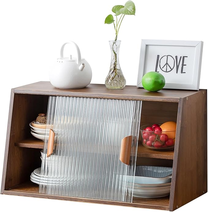 HollyHOME Small Bamboo Kitchen Pantry Sideboard