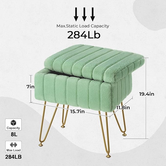 Greenstell Vanity Stool Chair Faux Fur