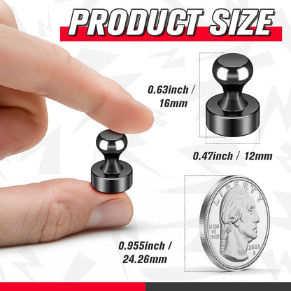 FINDMAG 14 PCS Black Fridge Magnets, Small and Strong Whiteboard Magnets for Office, Home, Locker Accessories, Map Decorative