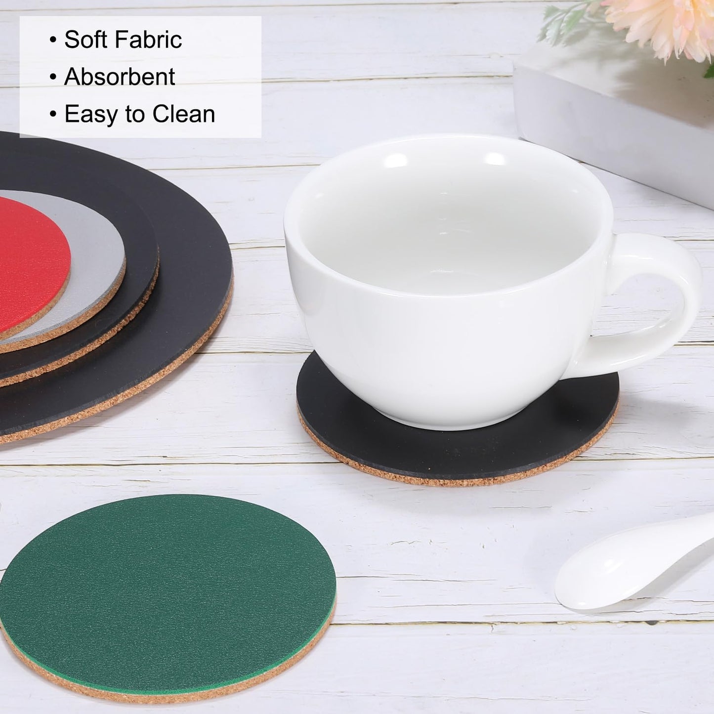 uxcell 3Pcs Cork Plant Coasters 8 x 8 x 0.2 Plant Mats Cork Coasters for Plants, Plant Coasters for House Indoors, Pot Mats for DIY Craft Project (Round, Black)