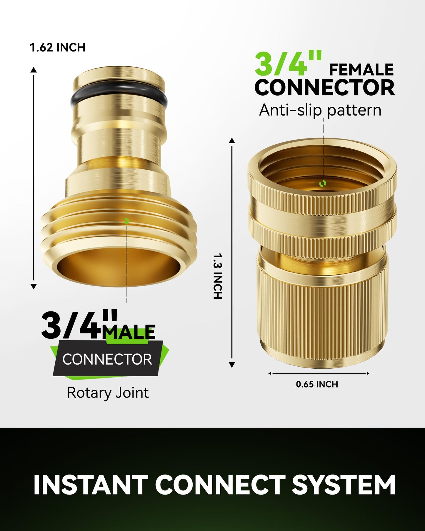 RainPoint Quick Connect Hose Fittings 3/4" GHT - Solid Brass Garden Hose Connectors, No-Leak Design & Universal Fit for Instant Connection (6 Sets)
