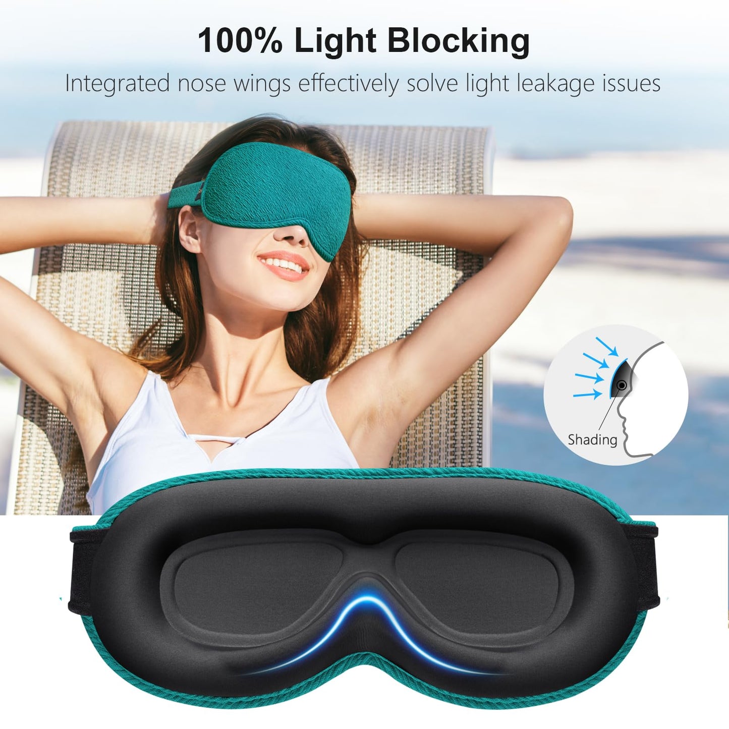 Gritin 100% Blackout Sleep Eye Mask for Women Men, Zero Pressure Sleeping Mask - Ergonomic Design 3D Cutout Eye Movement and Eyelash Friendly Night Blindfold, Ultra Soft Comfortable for Sleeping