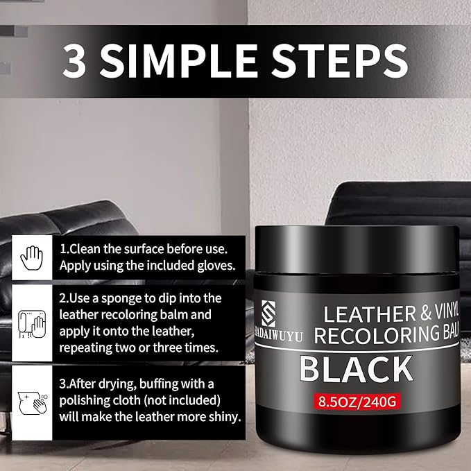 Leather Recoloring Balm, 8.5oz Leather Color Restorer, Leather Couch Scratch