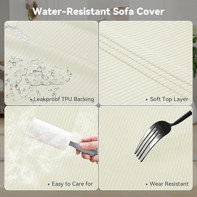 Waterproof Chair Cover with Arms 2-Piece Set Striped Slipcover
