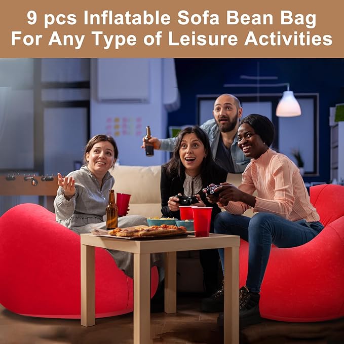 Realspring 6 9 12 Pcs Inflatable Bean Bag Chairs