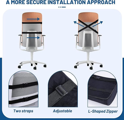 QUTOOL Orthopedic Seat Cushion and Lumbar Support Pillow for Office Chair & Car, Memory Foam with Washable Cover Ergonomic Desk Chair Cushion for Tailbone, Lower Back Pain, Sciatica Relief