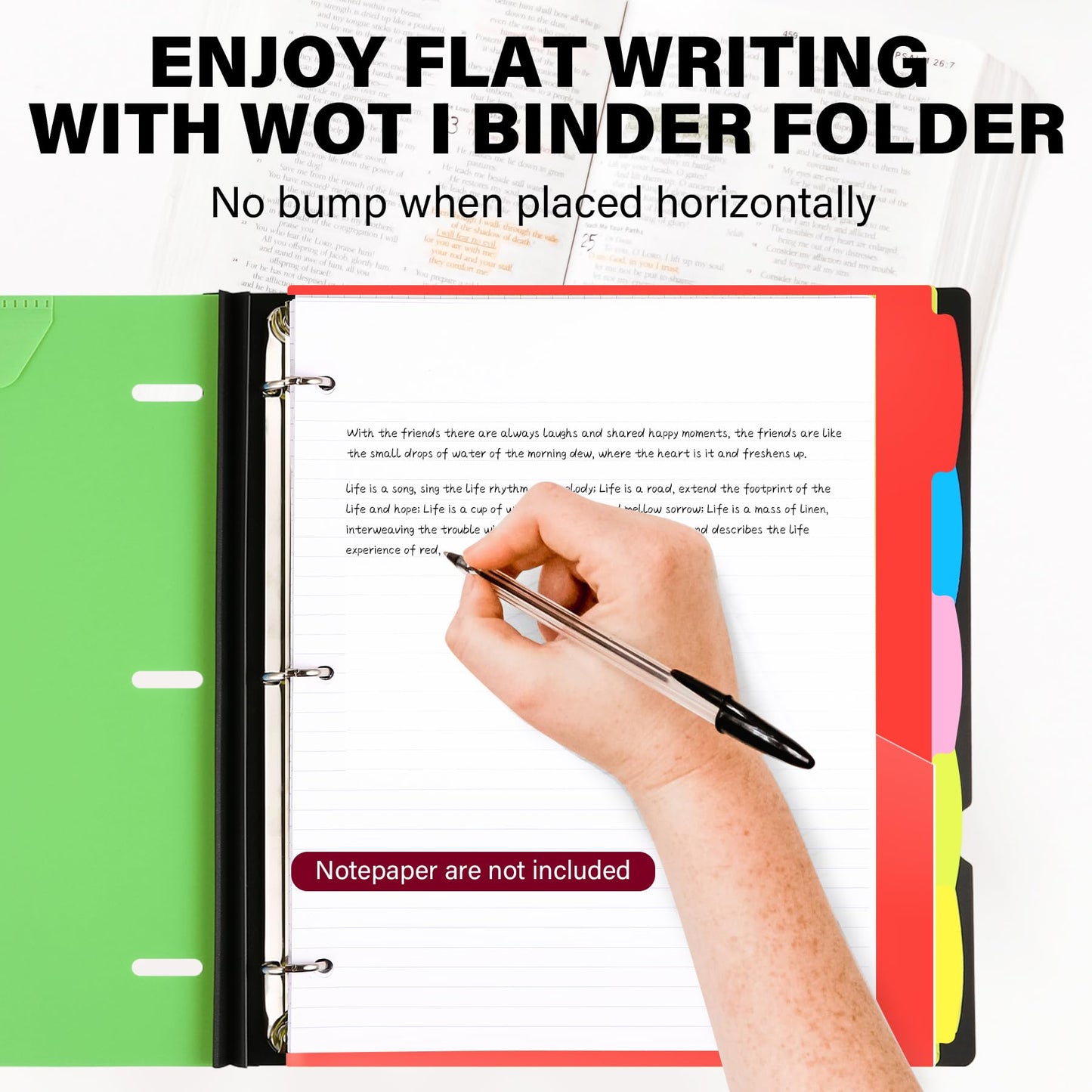 WOT I Telescoping Project Organizer, Refillable Binder with Dividers and Pockets, 13 Pocket Folders, 1 Inch 3 Ring Binder, Green