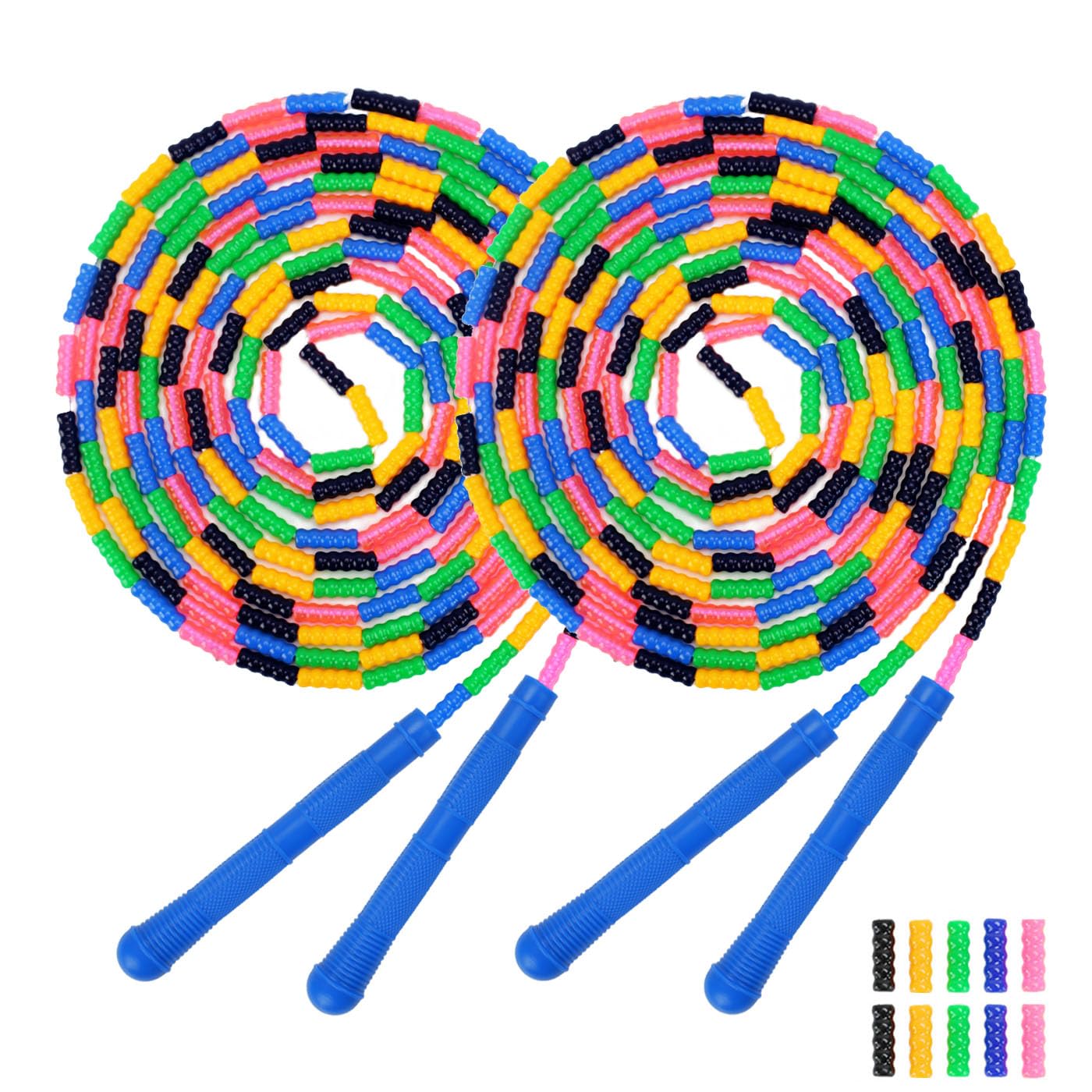 Double Dutch Jump Rope 16 ft 2 Pack, Adjustable Long Skipping Rope with Wooden Handle, Multiplayer Team Jumping Rope for Kids Adults, Long Enough for 5-6 Jumpers
