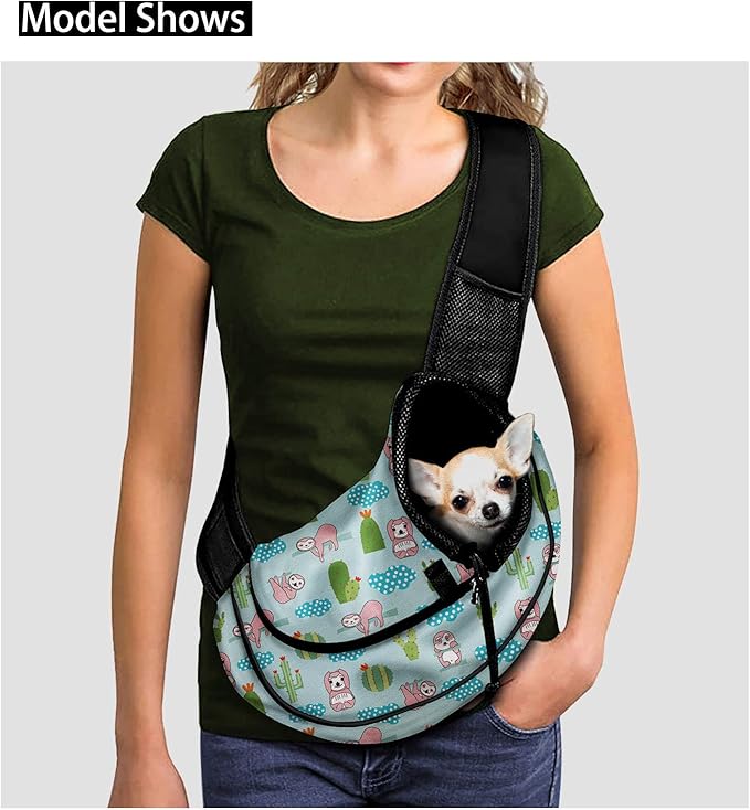 FUSURIRE American Flag Sunflower Print Small Dog Sling Cat Carrier Adjustable Strap Hands Free Pet Puppy Travel Bag Backpack for Women Girls